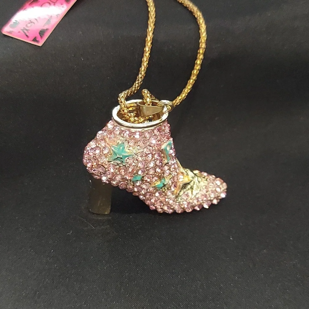 Betsey Johnson Pink Boot Pendant Necklace - Picture 3 of 6